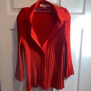 Like new Stunning Red Pleated Blouse Laura Petites
